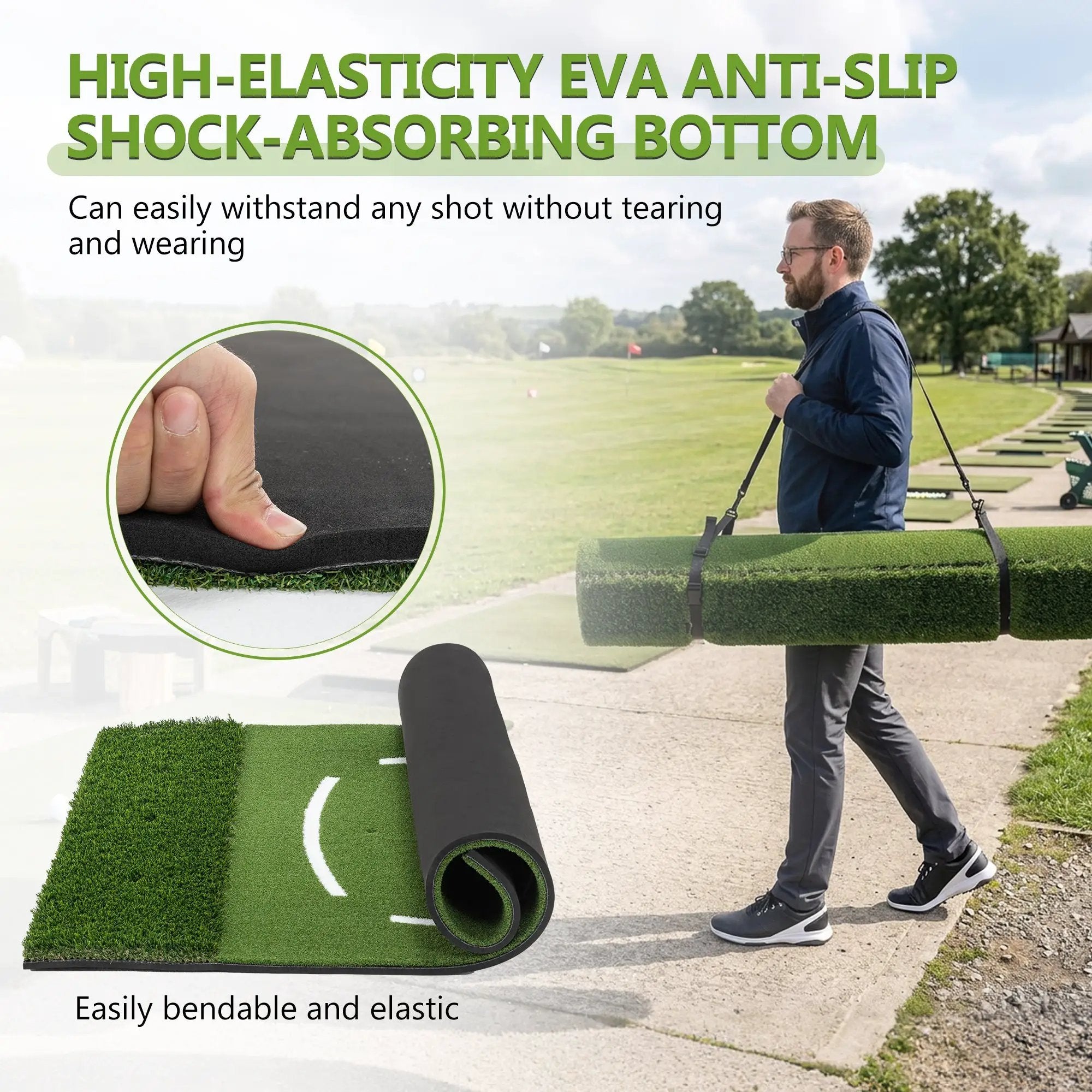 5'x4' Golf Hitting Mat with Cross Stance Guide by HouseOfZazla