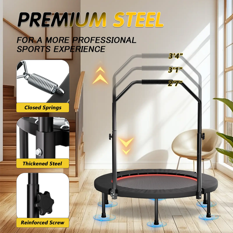 YC 40 Inch Foldable Trampoline with Handle - Standard Spring by HouseOfZazla
