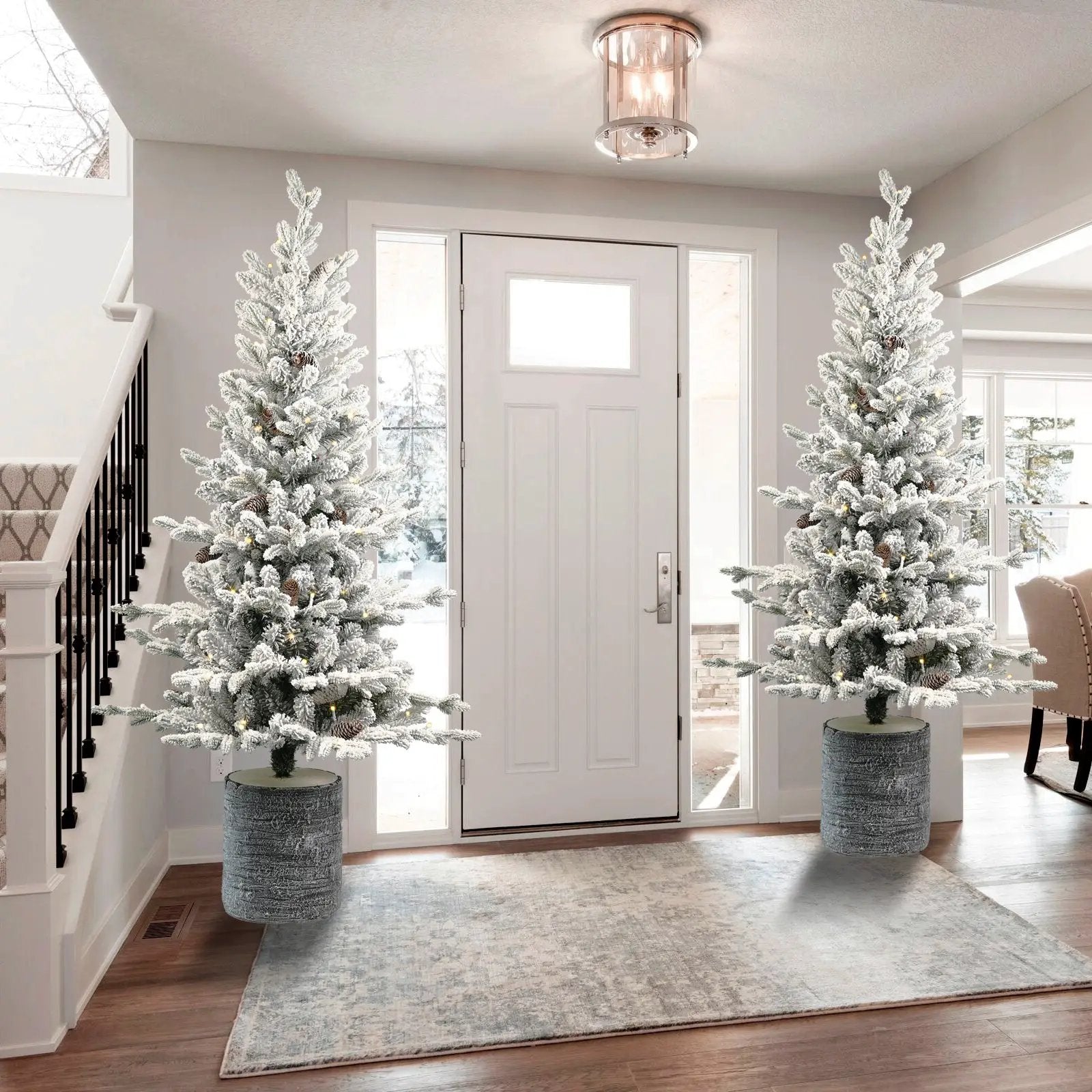 3FT Flocked Christmas Tree with Pot Base by HouseOfZazla
