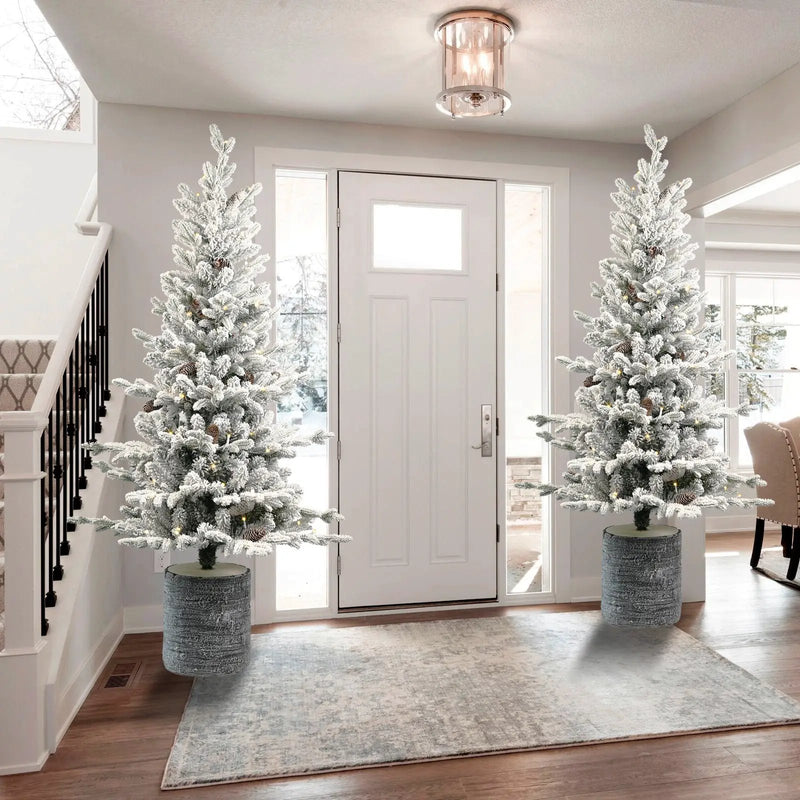 6.5FT Flocked Christmas Tree with Pot Base by HouseOfZazla