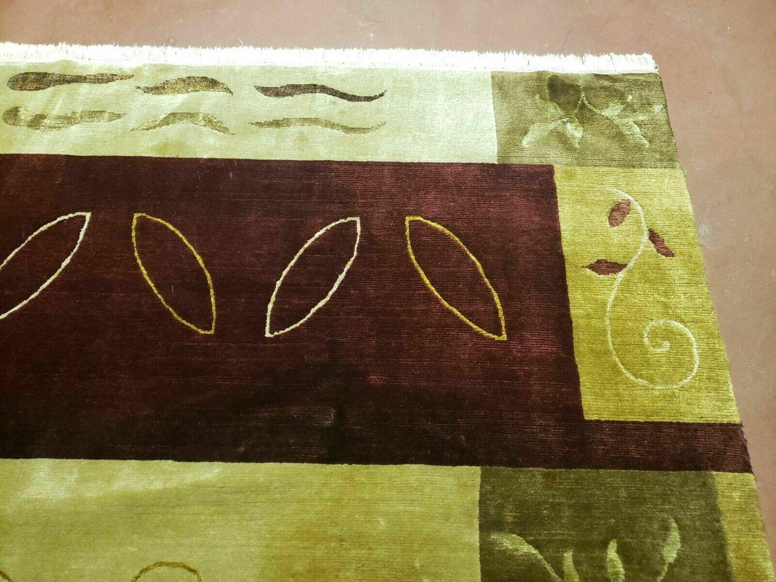 6' X 9' Modern Handmade Tibetan Nepal Wool & Silk Rug Decorative Abstract Gold by Jewel Rugs