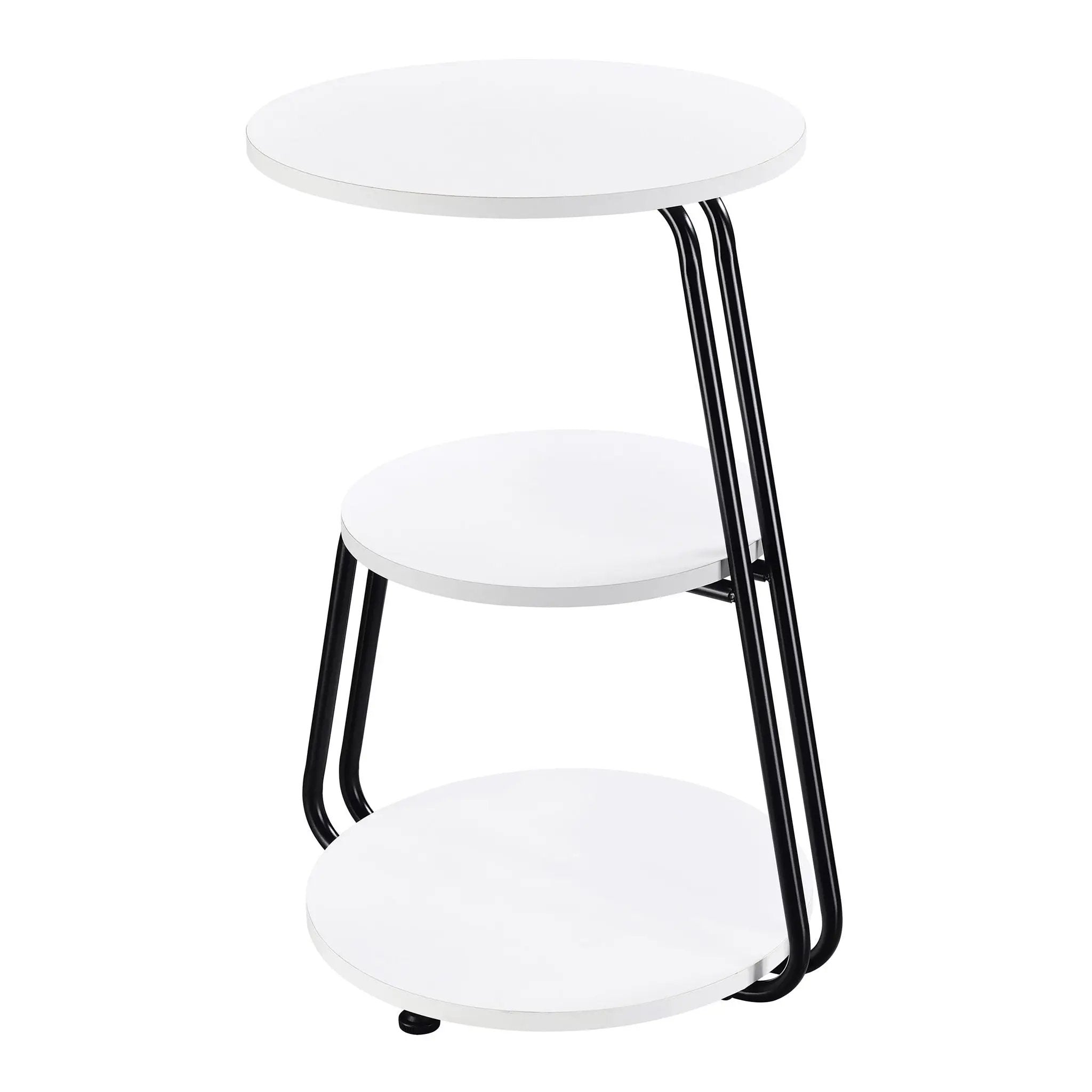 Hilly 3-tier Round Accent Side Table White and Black by Unique Piece Furniture