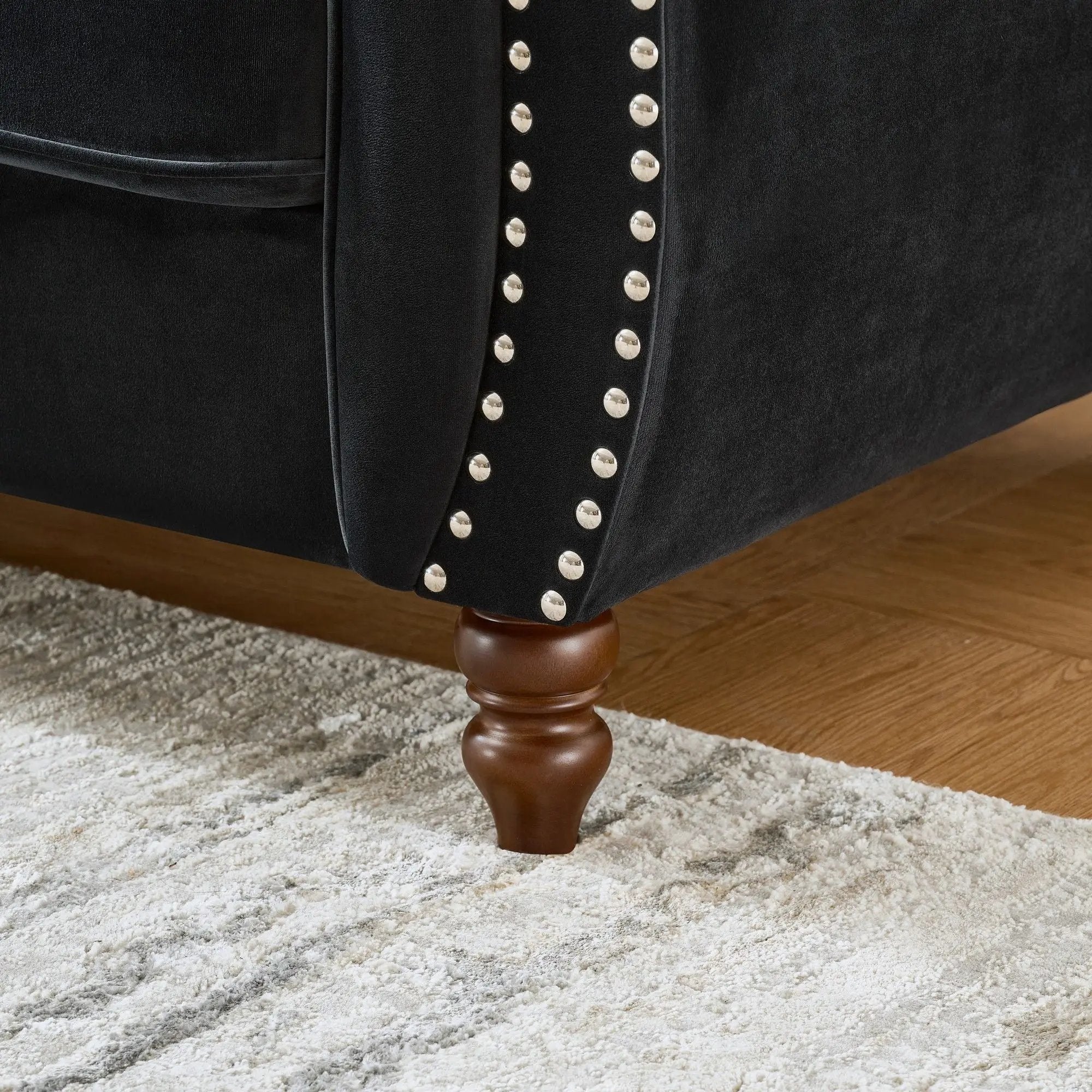 Chesterfield Upholstery Fabric Loveseat With Roll Armrest And Nailhead by HouseOfZazla
