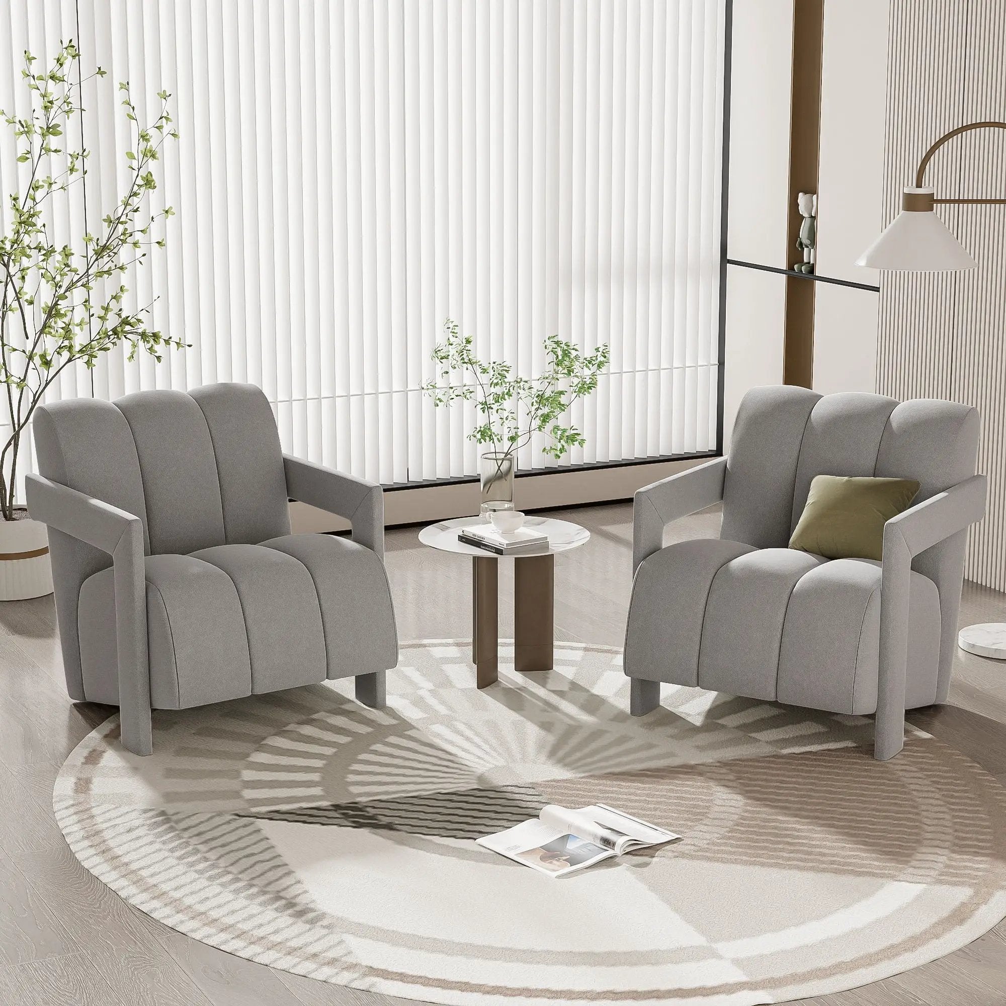 Modern Minimalist Leisure Armchair With L Shaped Armrests by HouseOfZazla