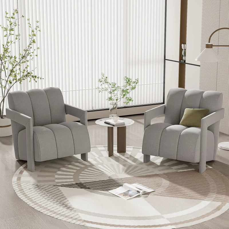 Modern Minimalist Leisure Armchair With L Shaped Armrests by HouseOfZazla