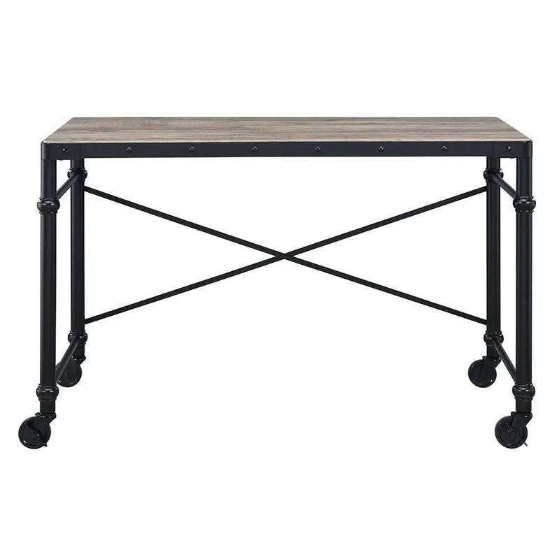 Oklarth - Writing Desk - Rustic Oak & Black by Unique Piece Furniture