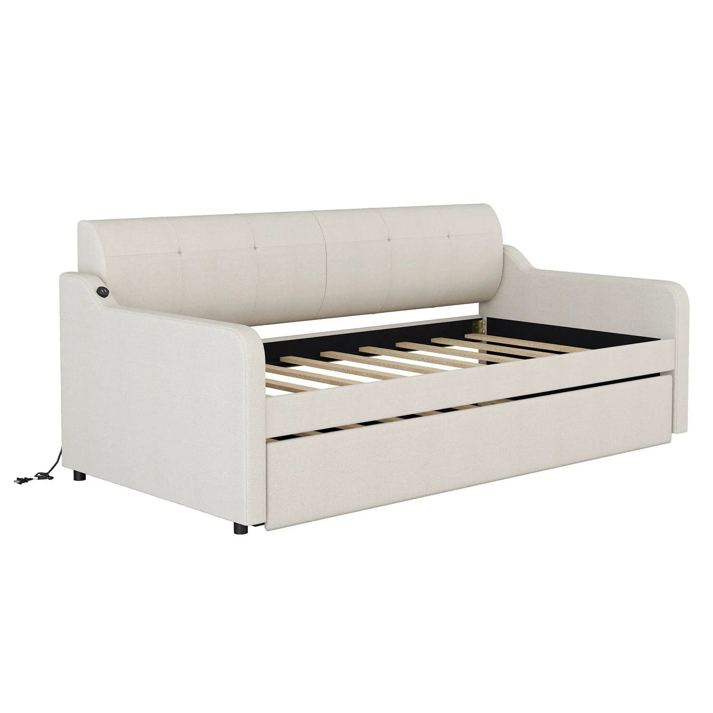 Upholstered Daybed With Trundle And USB Charging by HouseOfZazla