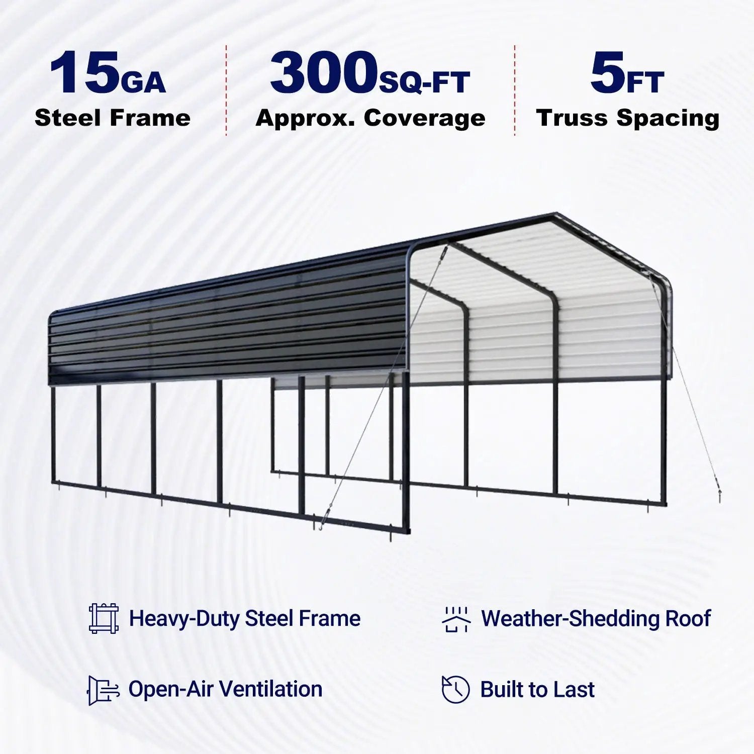 12'x25' Metal Carport with Corrugated Roof by Chery Industrial