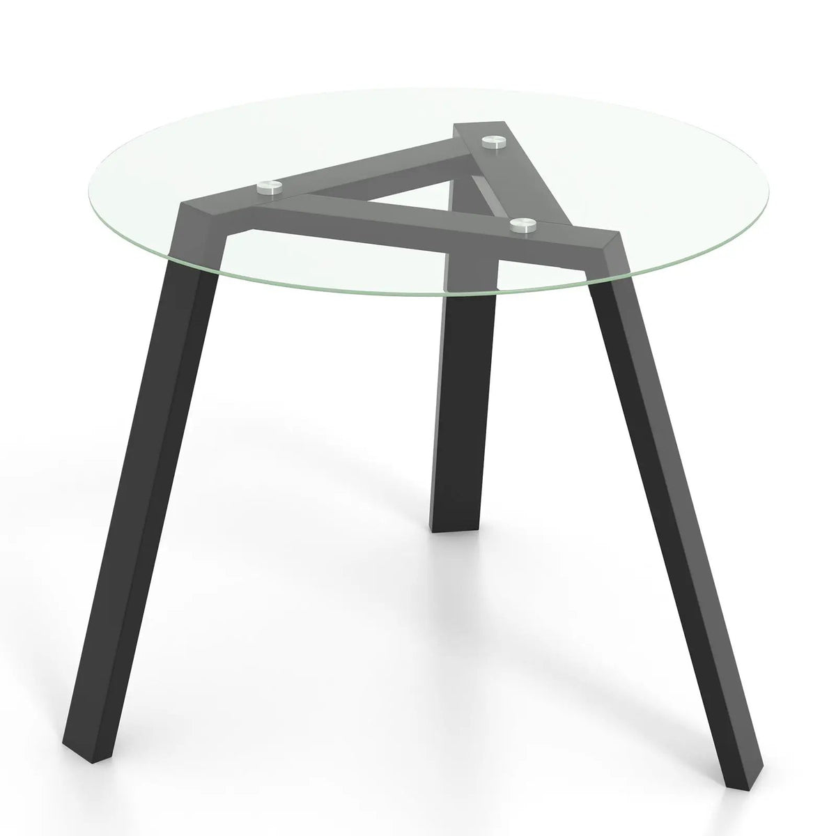 36 Inches Round Glass Dining Table for 4 with Rubber Wood Frame by DirectDeals