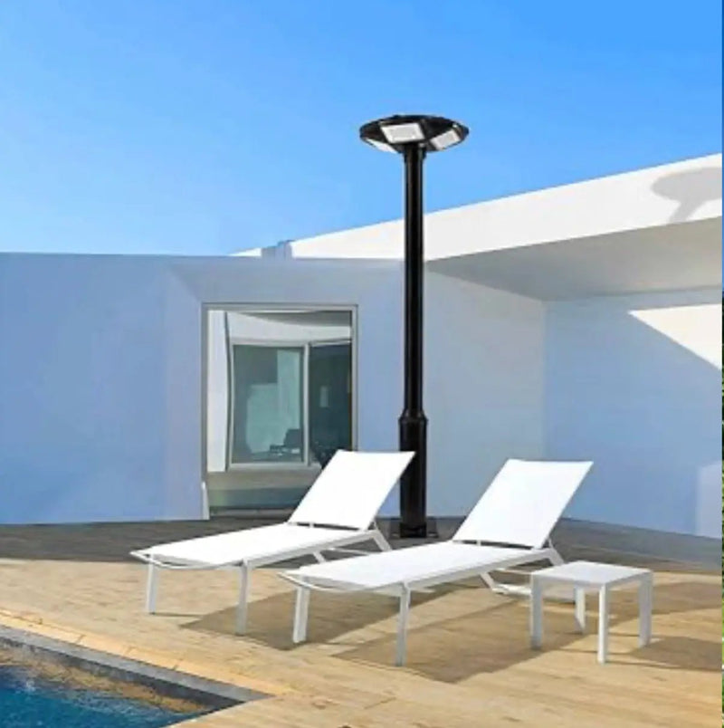 3500W Commercial Solar Round 360° Wide Angle Pole Outdoor Lamp Post Light with 98 inch Pole IP67 Waterproof With Remote by Outdoor Solar Outlet