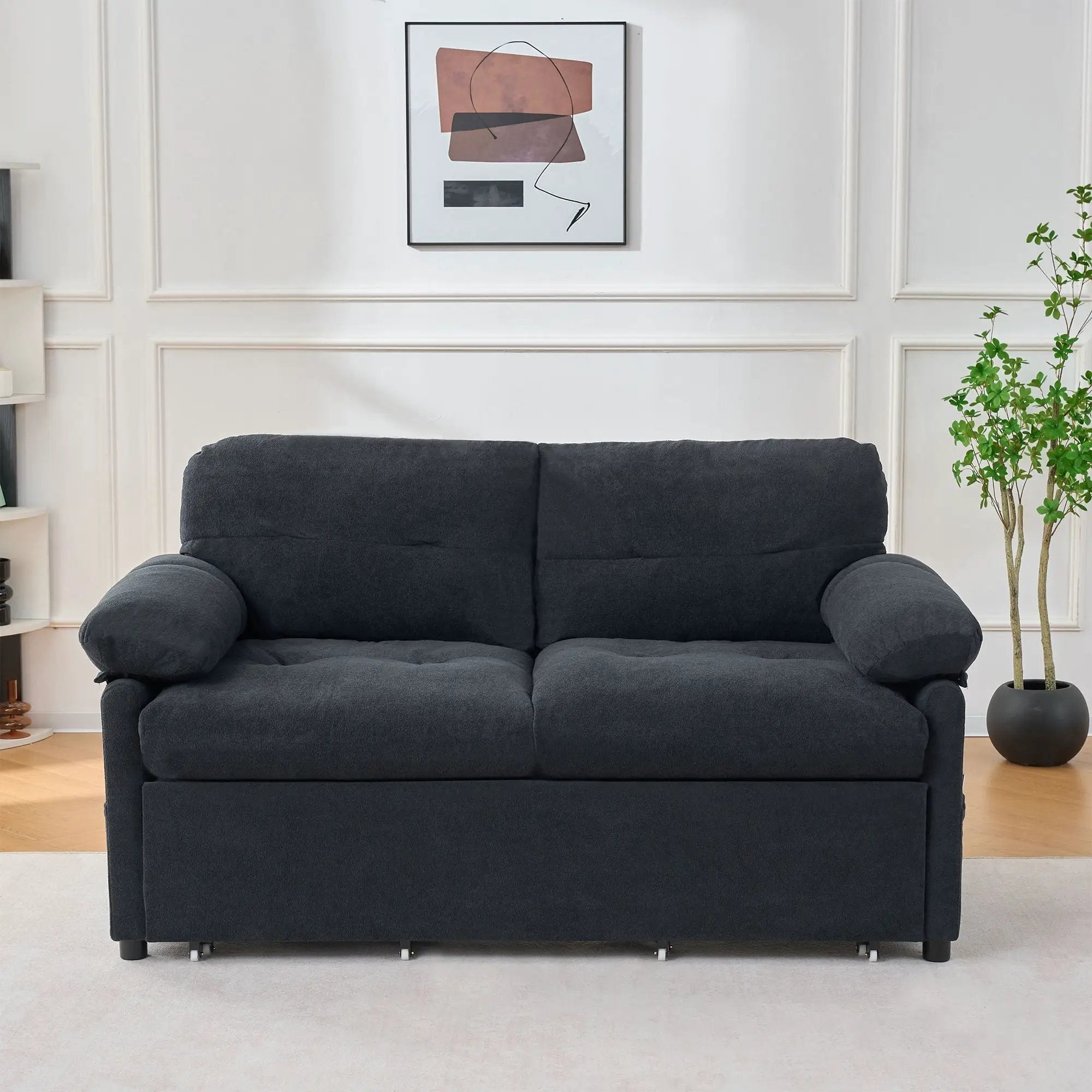 Convertible Pull Out Sofa Bed Queen Size, 3 In 1 With Side Storage by Unique Piece Furniture