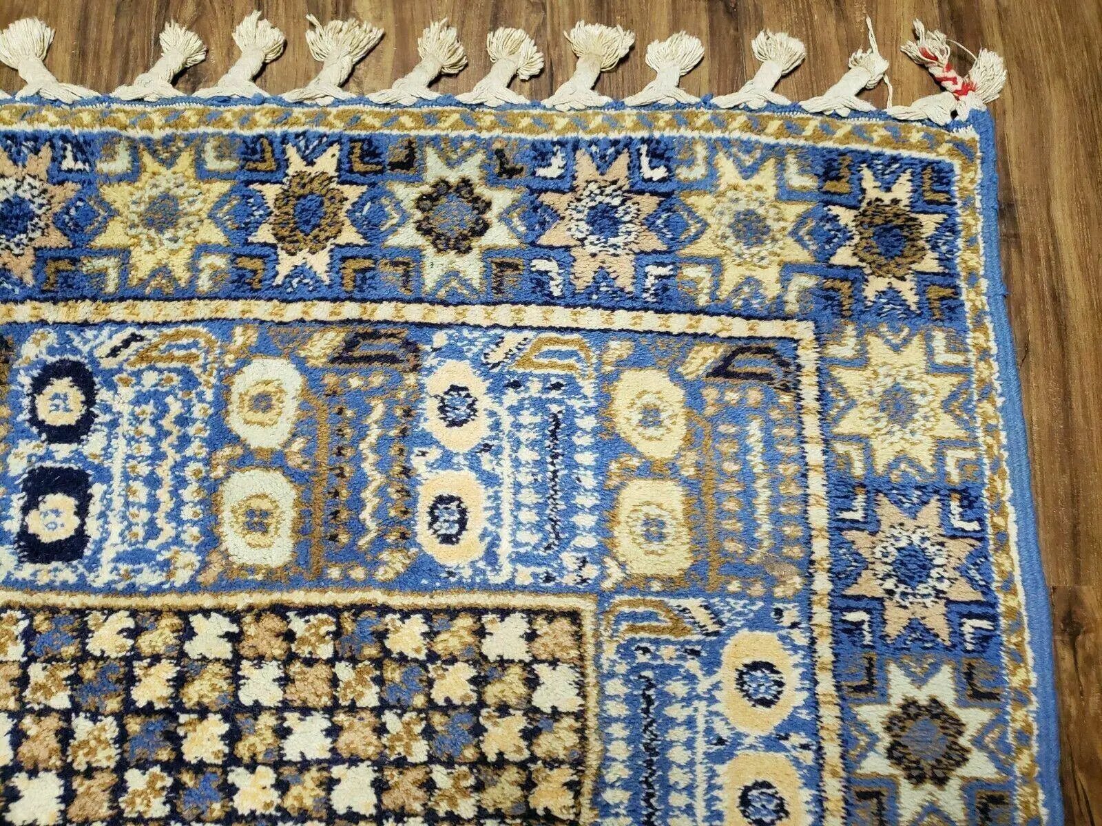 7' X 10' 5" Handmade Moroccan Urban Rabat Wool Carpet Blue Area Rug by Jewel Rugs
