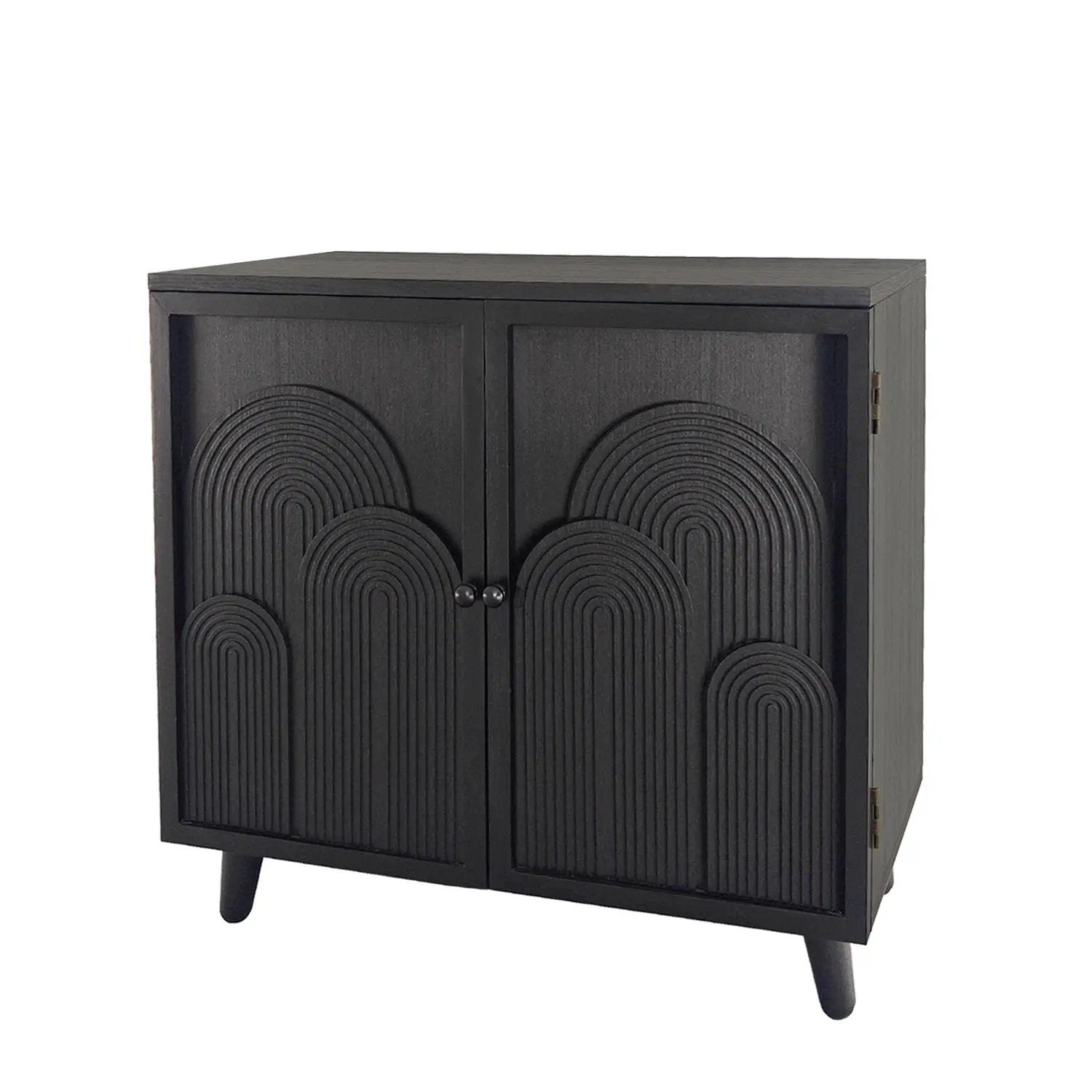Modern Black Wood Storage Cabinet with Embossed Door by HouseOfZazla