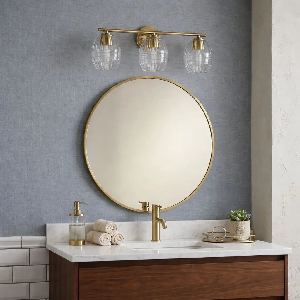 Luster - 3 Lights Vanity With Clear For Bathrooms Above Mirror Wall Lamp Satin - Clear / Gold by HouseOfZazla