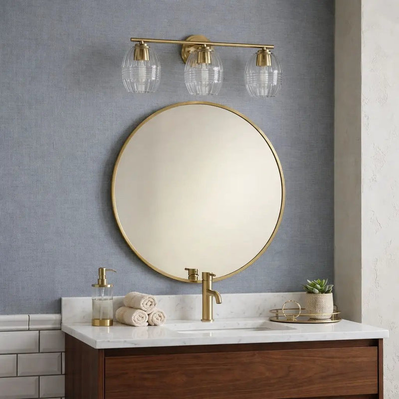 Luster - 3 Lights Vanity With Clear For Bathrooms Above Mirror Wall Lamp Satin - Clear / Gold by HouseOfZazla