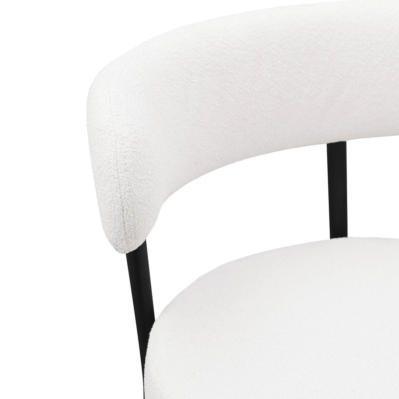 Modern Sherpa Counter Height Stools, Uphsoltered Seat Height Barstools With Brushed Brass Metal Legs Round Low Back Kitchen Stools With Footrest For Dining Room (Set of 2) by Unique Piece Furniture
