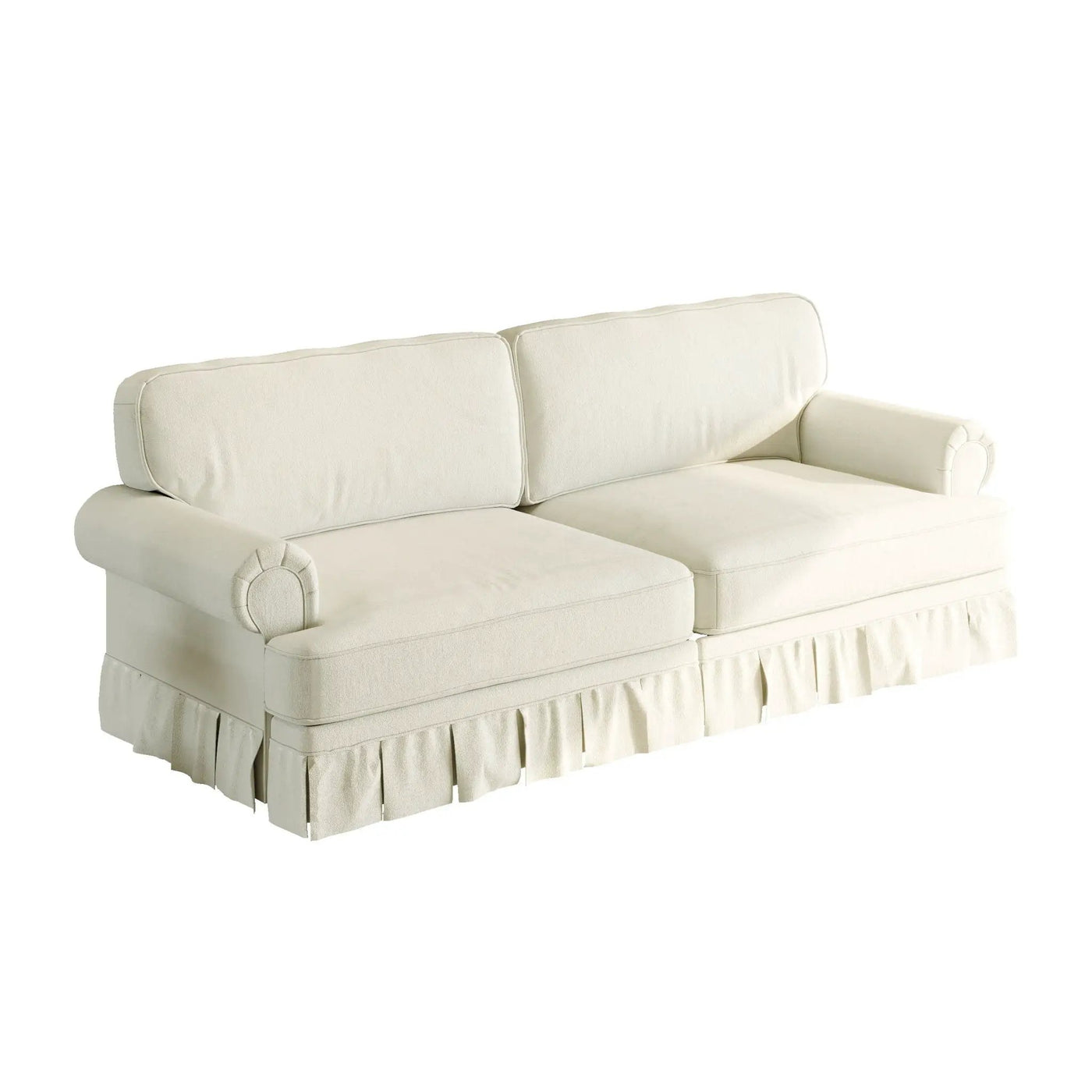 Luxuriously Comfortable Cloud Couch Sofa With Elegant Rolled Arms & Pleated Skirt Design by HouseOfZazla