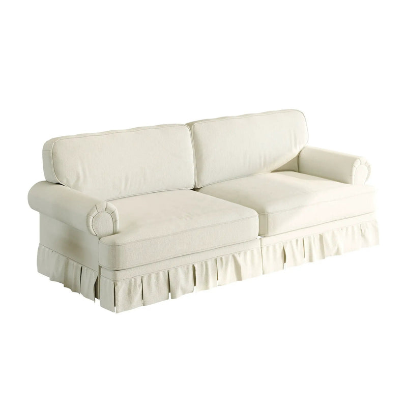 Luxuriously Comfortable Cloud Couch Sofa With Elegant Rolled Arms & Pleated Skirt Design by HouseOfZazla