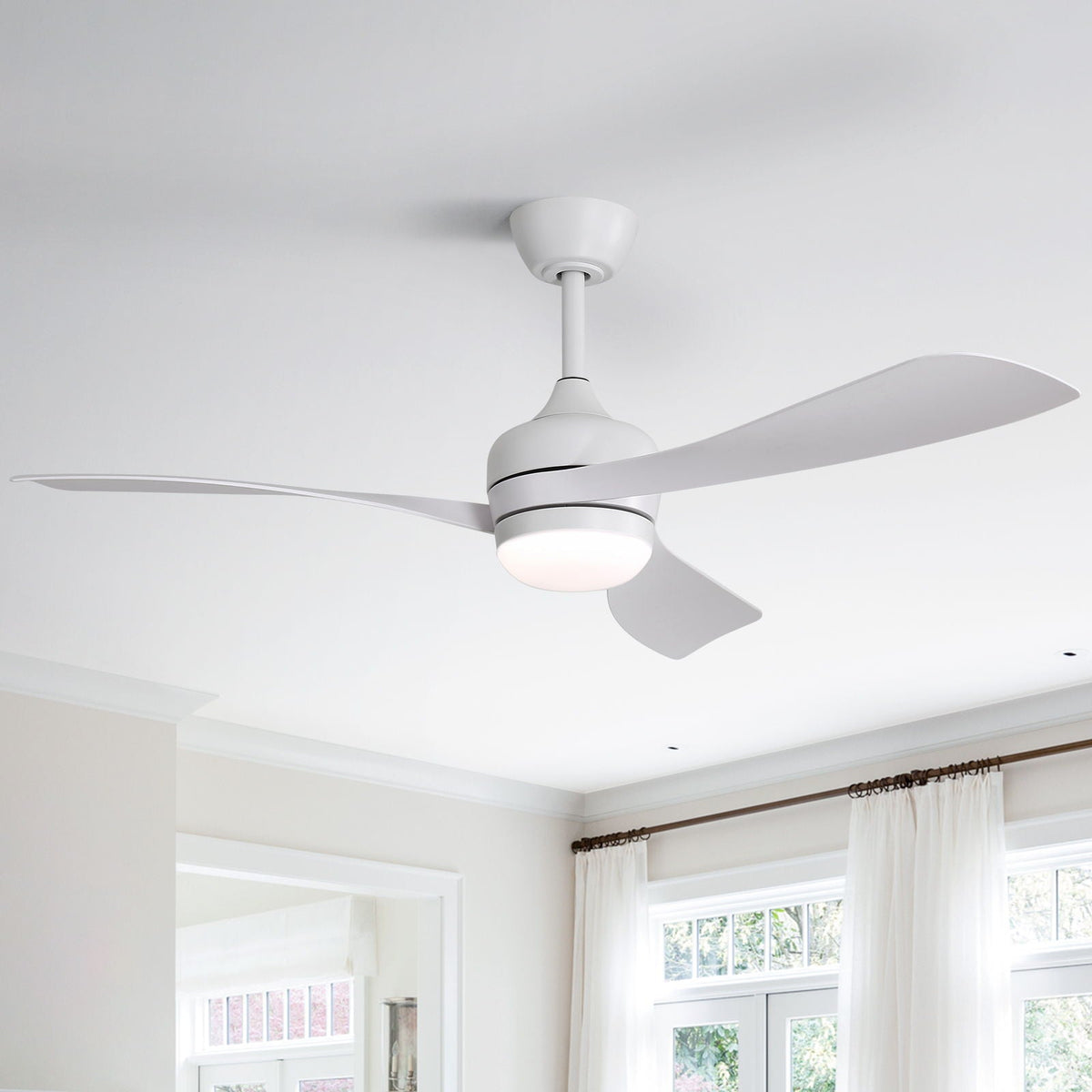 Ceiling Fan with Reversible DC Motor and Remote Control - White or Dark Brown, photo 9 of 21