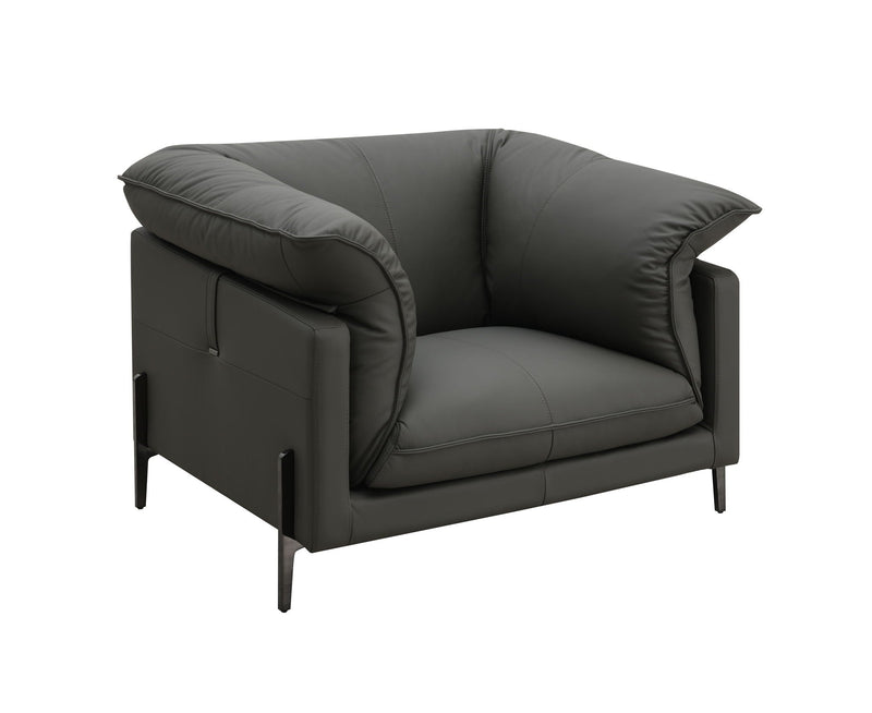 Top Grain Leather Chair with Memory Foam Cushions – Black, photo 5 of 7