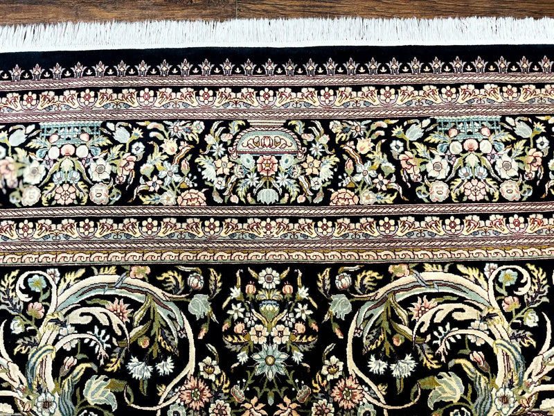 Pak Persian Rug 9x12, Highly Detailed Fine 260 KPSI, Floral, Handmade Traditional Carpet, Black by Jewel Rugs