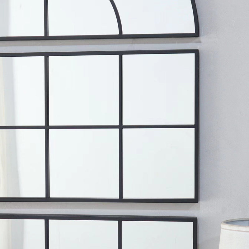 Large Arched Wall Mirror with 3 Separate Sections - Black, photo 2 of 6