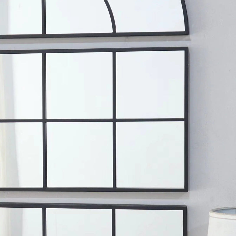 Large Arched Wall Mirror With 3 Separate Sections - Black by Unique Piece Furniture