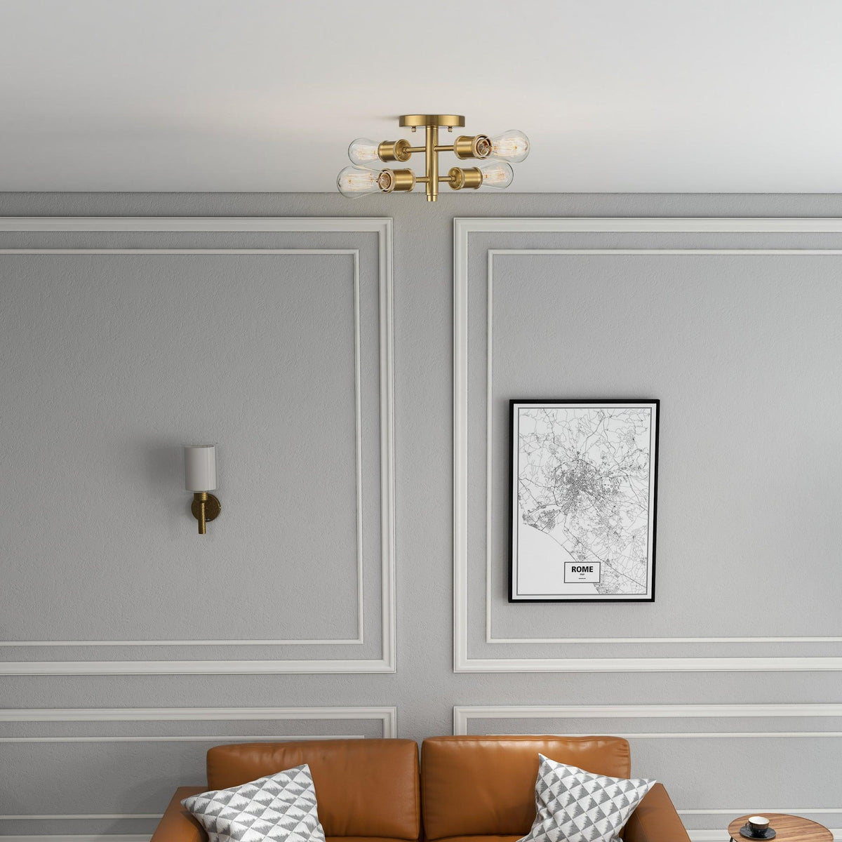 Ephemeral - 4 Lights Semi Flush Mount Ceiling Pendant, photo 4 of 7