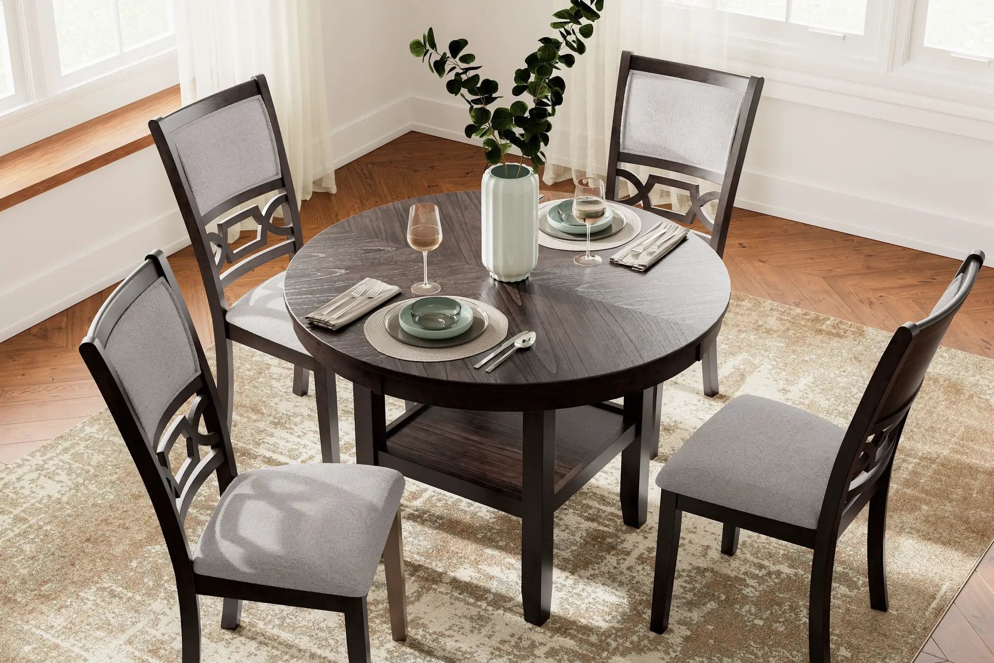 Langwest - Dining Room Table Set (Set of 5) - Brown by Unique Piece Furniture