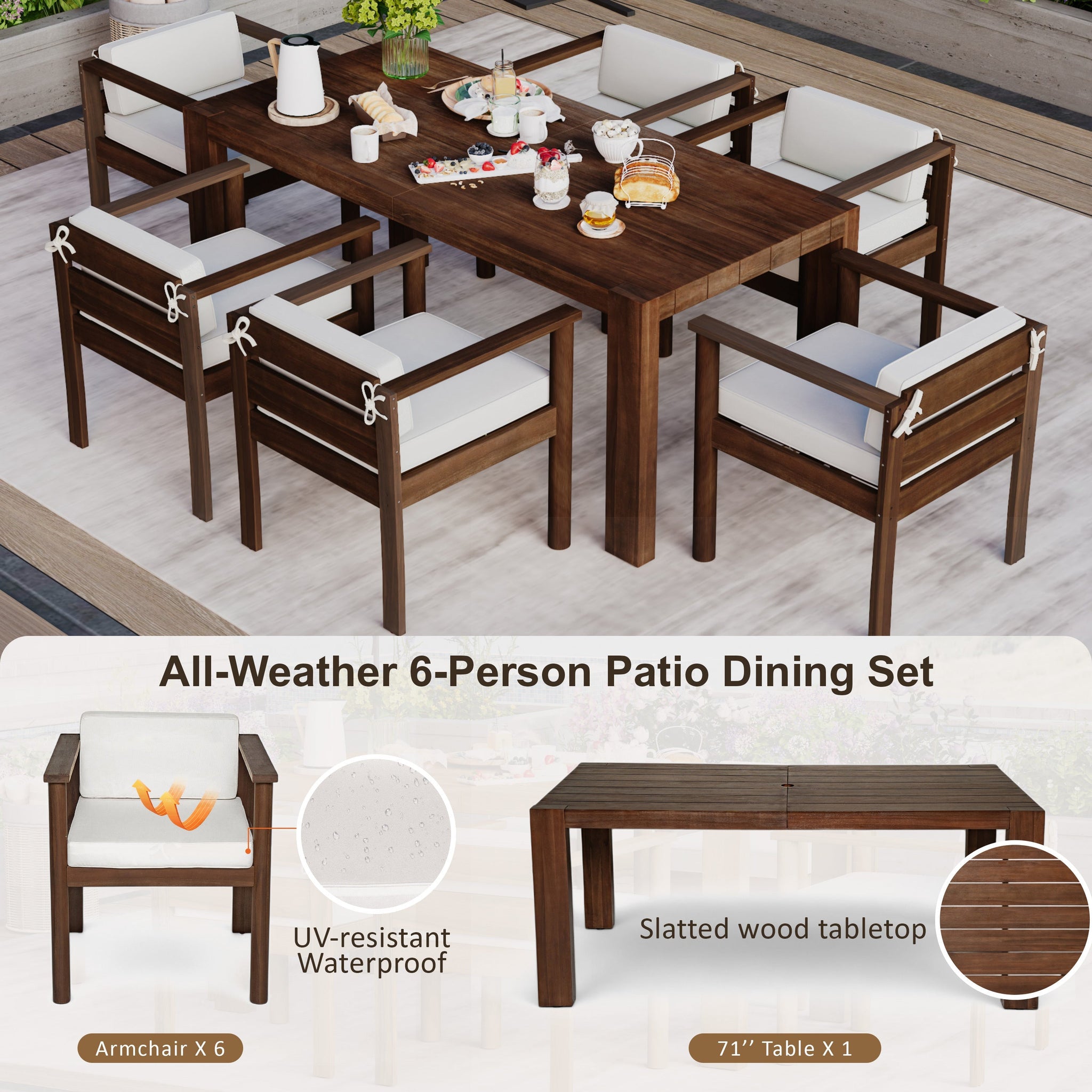 TREXM 7-Piece Patio Dining Table Set for 6 by HouseOfZazla