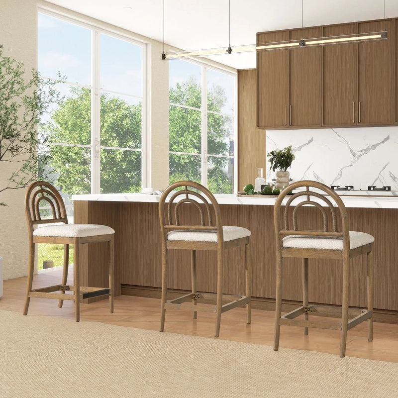Leon - Arched Back & Upholstered Counter Stool (Set of 2) - Ivory White by Unique Piece Furniture
