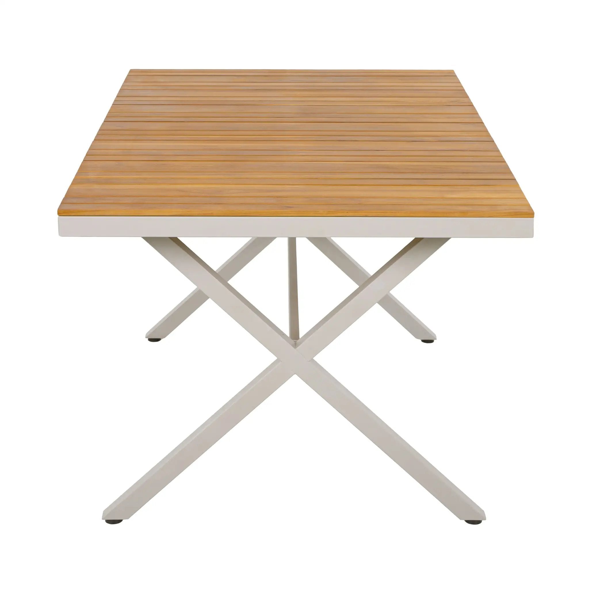Outdoor 7-Piece Dining Set - Rectangular Teak Wood Table + 6 Wicker Chairs by HouseOfZazla
