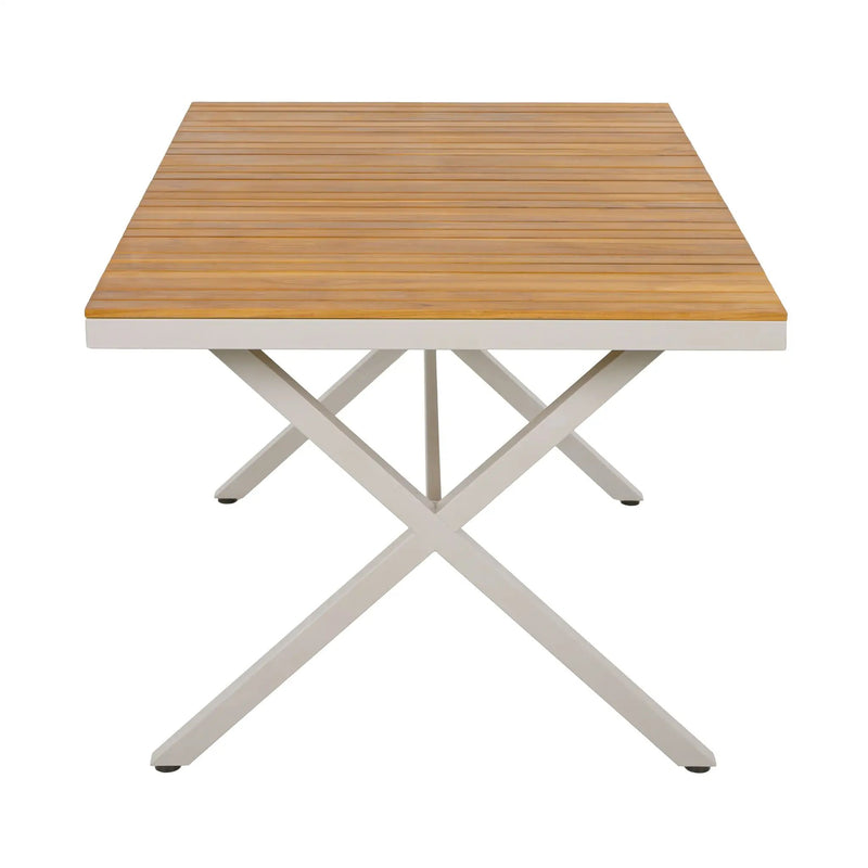 Outdoor 7-Piece Dining Set - Rectangular Teak Wood Table + 6 Wicker Chairs by HouseOfZazla