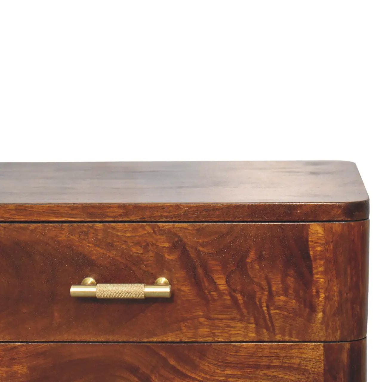 Solid Wood Chestnut T-Bar Nightstand, 2-Drawers, Nordic Legs by HouseOfZazla