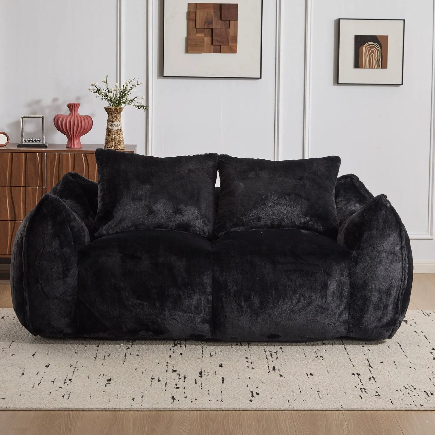 Giant Bean Bag Couch, Ultra Soft Fluffy Loveseat For Living Room by HouseOfZazla