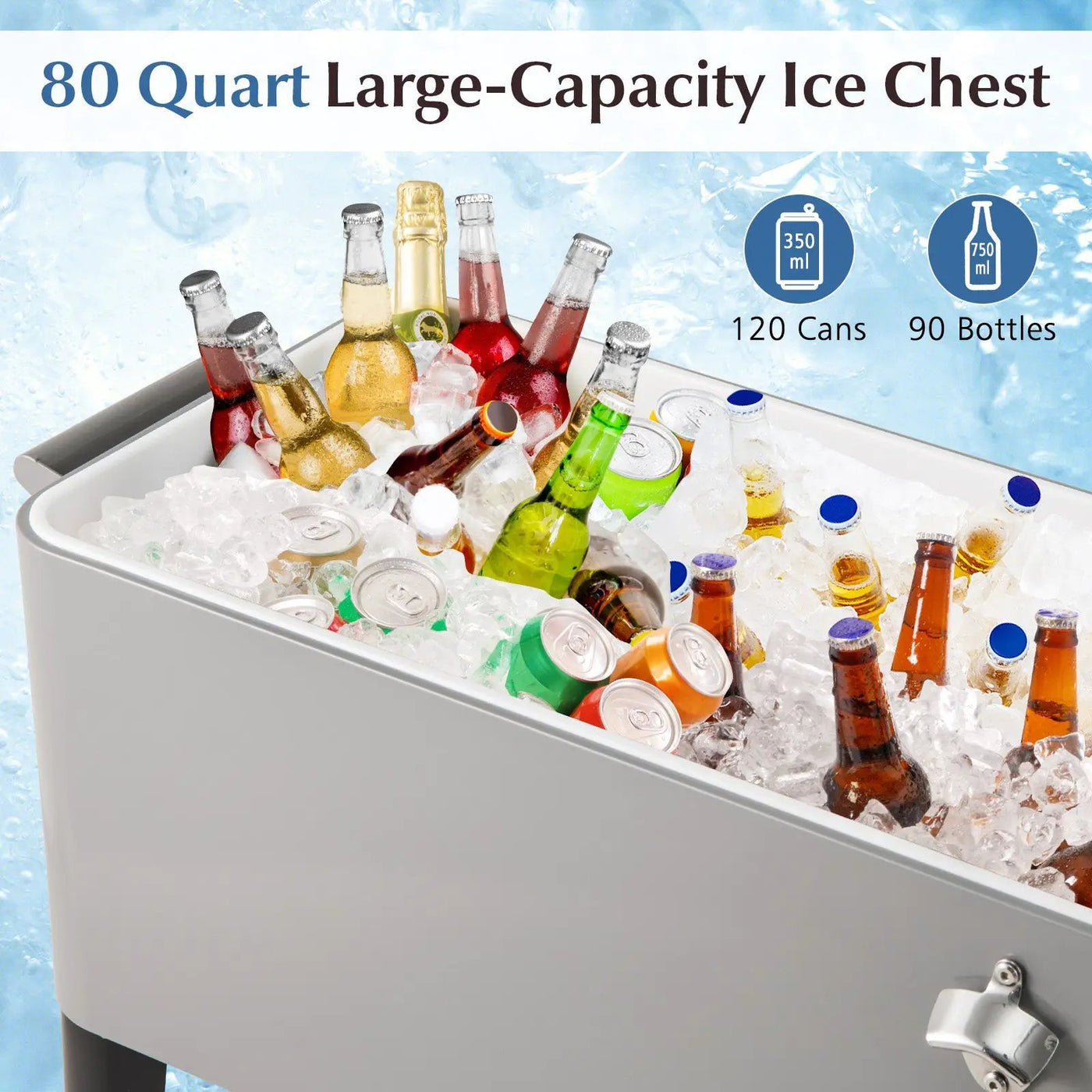 Portable Patio Cooler with Bottom Storage Shelf and Bottle Opener by DirectDeals