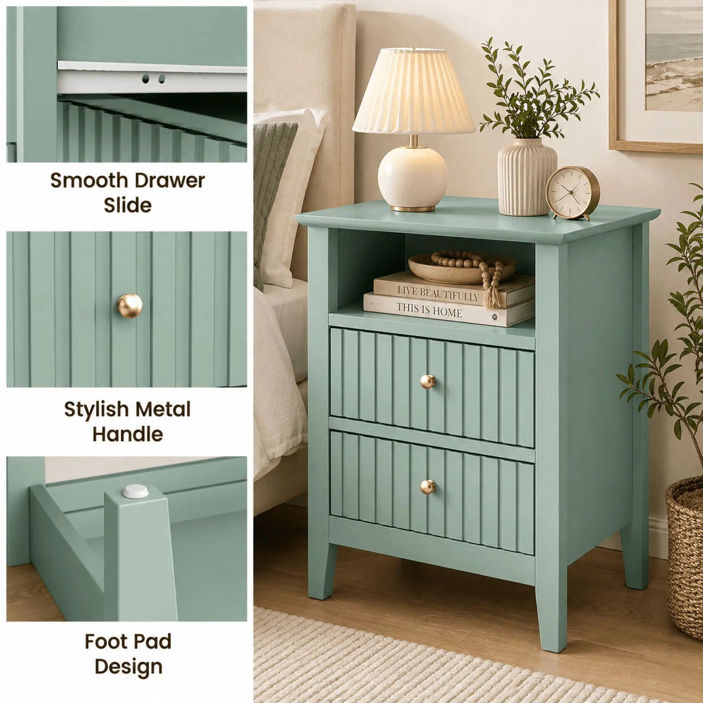 Fluted Nightstand With 2 Drawers by HouseOfZazla