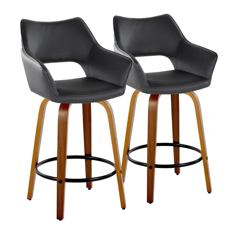 Mustang - Contemporary Fixed Height Counter Stool With Swivel With Round Footrest (Set of 2) by Unique Piece Furniture