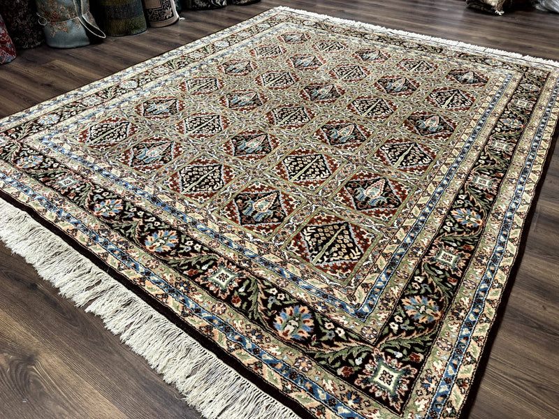 Sino Persian Rug 8x10, Panel Design, Brown, Multicolor, Wool, Cedar Trees by Jewel Rugs