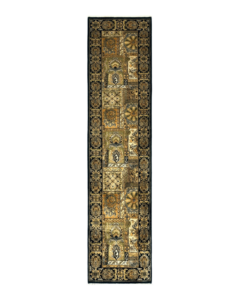 Indian Runner Rug 3x14, Panel Design, Oriental Carpet for Hallway by Jewel Rugs