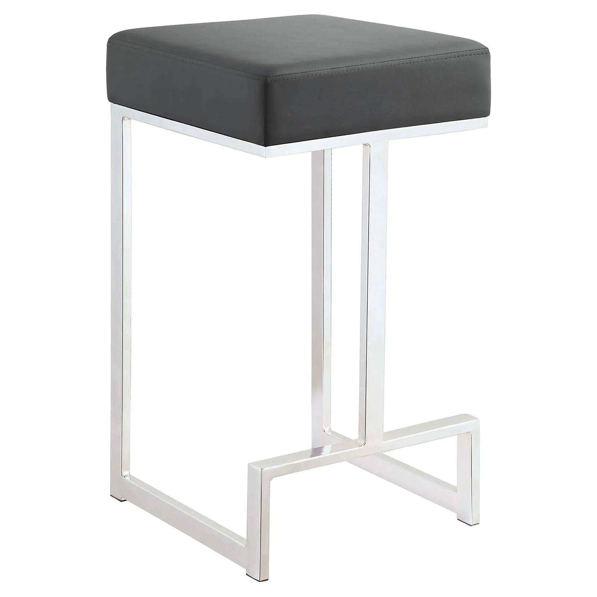 Gervase Square Counter Height Stool Grey and Chrome by Unique Piece Furniture