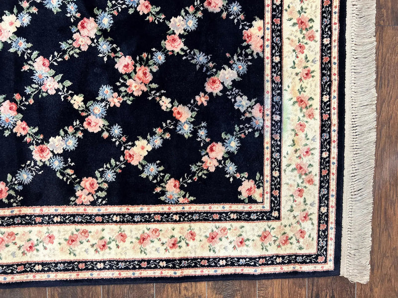 Karastan Rug 8' 8" x 12" Garden of Eden Collection Ebony Trellis #509/1270, Wool Pile Discontinued Vintage Karastan Carpet, Room Sized Rug by Jewel Rugs