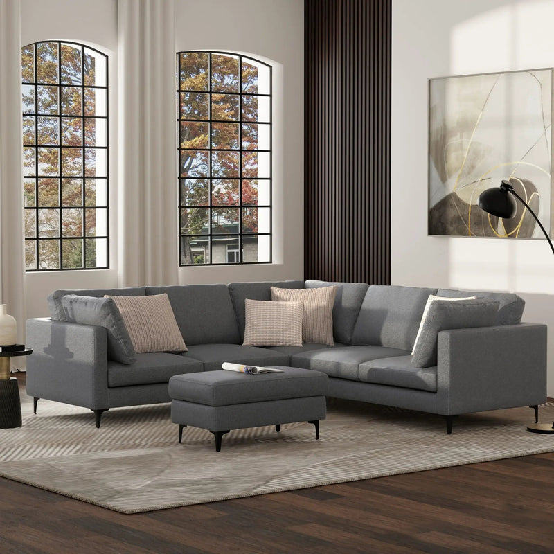 Ava - Mid Century Corner Sectional Sofa Handcrafted by Unique Piece Furniture