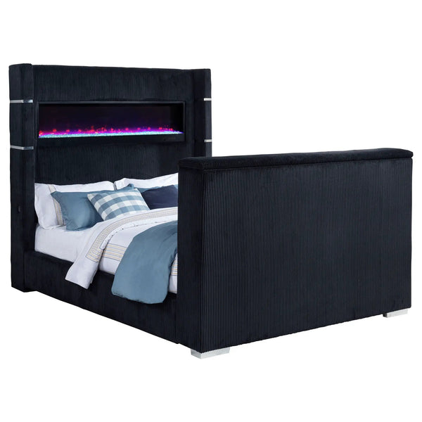 Tisdall Queen Flame Visualizer Wingback TV Bed Black, photo 2 of 7