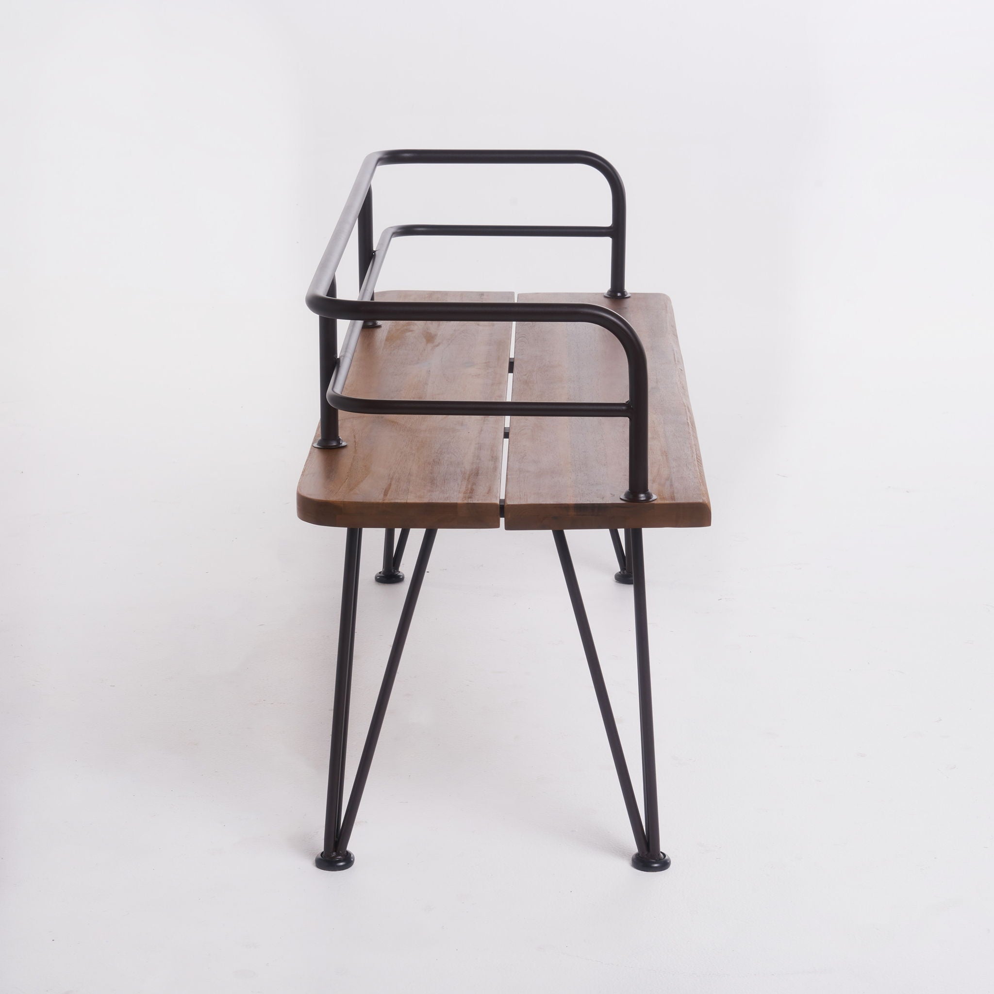 Outdoor Bench With Powder Coated Iron Frame - Teak by HouseOfZazla