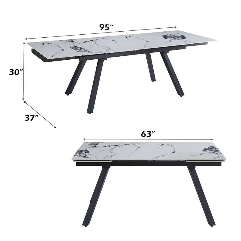 Damita - Ceramic Top Dining Table - White & Black by Unique Piece Furniture
