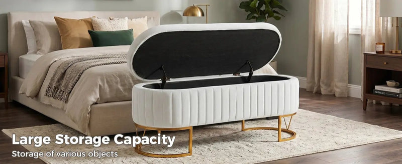 Storage Bench Bedroom Bench with Golden Metal Legs by HouseOfZazla
