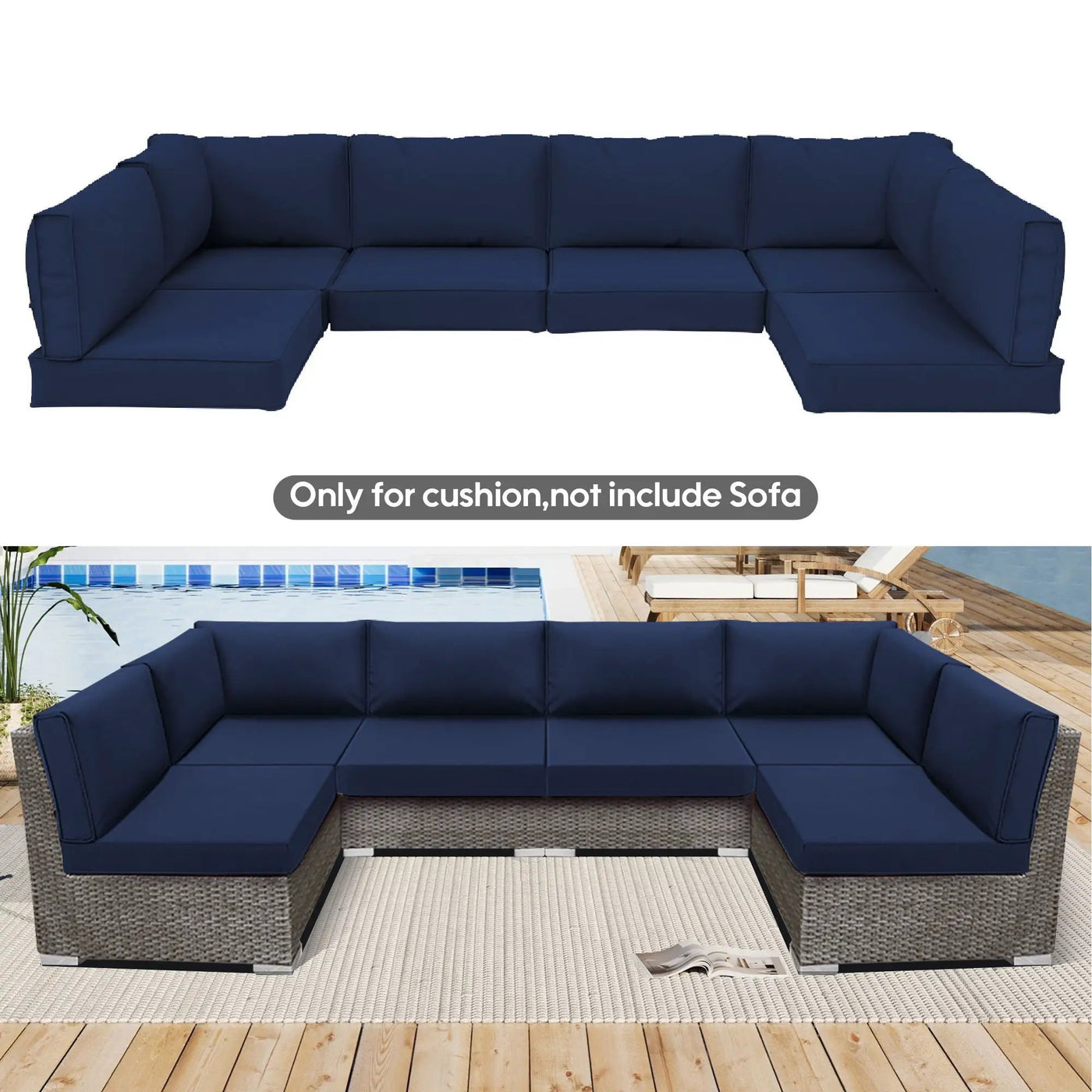 Outdoor Deep Seat Cushions For Patio Furniture Replacement, Cushion Set For Sectionals by HouseOfZazla