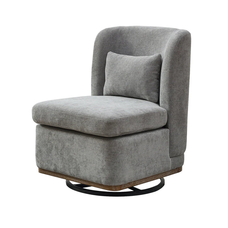 Wide Modern Cushioned Armless Metal Base 360° Swivel Chair With Pillow by Unique Piece Furniture
