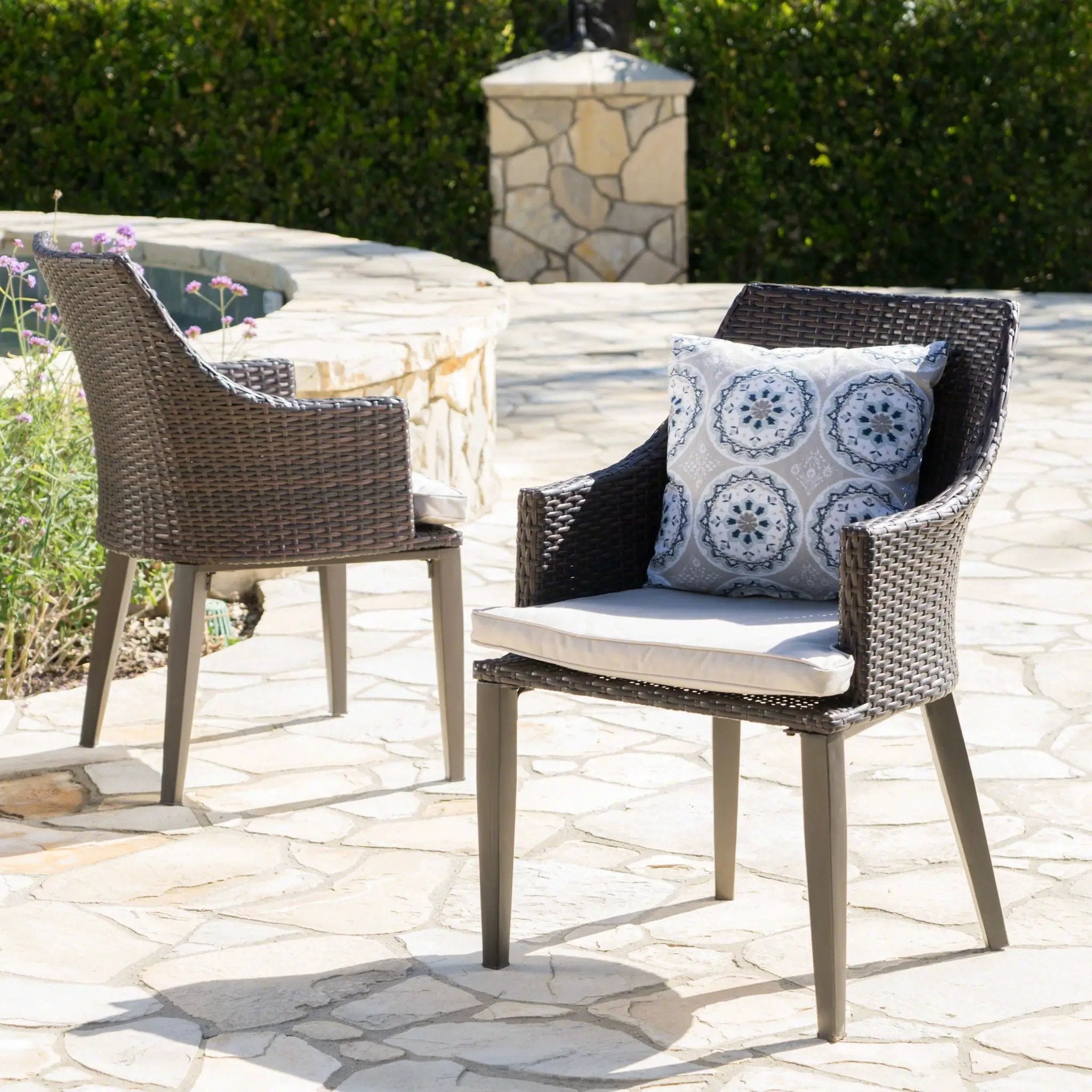 Hillhurst Outdoor Chair Set of 2 with Weather Resistant Cushions by HouseOfZazla